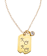 Zina Kao 'XO' Engraved Dog Tag Charm Necklace