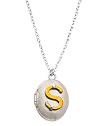 Zina Kao Small Oval Locket Initial Necklace