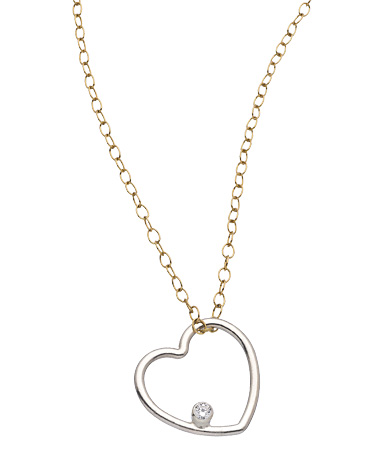 Zina Kao Silver Gold and CZ Simply Hearts Floating Pendant Necklace
