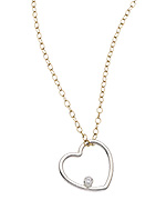 Zina Kao Silver Gold and CZ Simply Hearts Floating Pendant Necklace