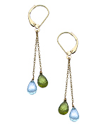 Zoe B Blue Topaz & Peridot Chain Drop Earrings