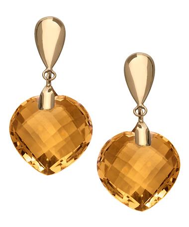 Zoe B. Citrine Heart Drop Earrings