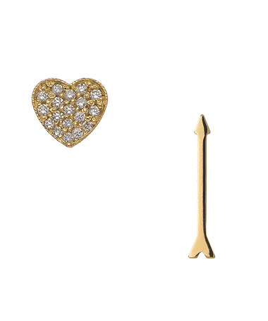Zoe Chicco Diamond Heart And Arrow Stud Earrings