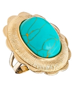 Andara Vintage Scalloped Turquoise Ring