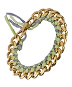 Ariel Gordon Green and Gray Silk Woven Bracelet