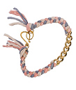 Ariel Gordon Pink and Lavendar Silk Gold Filled Curb Chain Bracelet