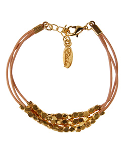 Ettika Clustered Gold Tan Leather Bracelet