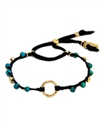 Ettika Goldtone Ring Beaded Brown Bracelet