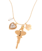 Blu Bijoux Heart Locket and Life Key Necklace