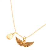 Blu Bijoux Wing and Crystal Necklace in Gold