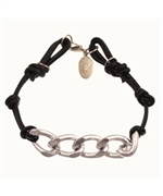 Bee Charming Black Knotted Leather Chain Bracelet