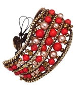 Blu Bijoux Coral Beaded Chain Link Bracelet