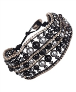 Blu Bijoux Jet Beaded Chain Link Bracelet