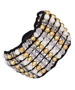 Blu Bijoux White Beaded Stretch Bracelet