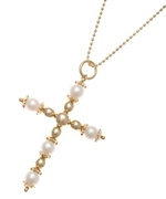 Nehita Pearl Cross Pendant Necklace
