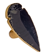 Charles Albert Gold Tone Obsidian Arrowhead Ring