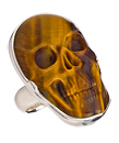 Charles Albert Tiger Eye Medium Skull Adjustable Ring