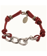Bee Charming Moroccan Red Knotted Leather Chain Bracelet