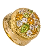 Cordova Citrine, Peridot, Green Quartz and White Topaz Ring