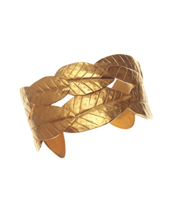 Evelyn Knight Gold Sculpted Leaves Cuff