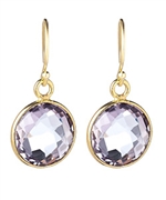 Indulgems Pink Amethyst Round Bezel Dangle Earrings