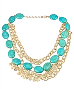 K. Amato Gold and Turquoise Necklace