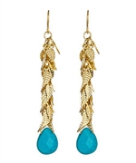 K. Amato Turquoise and Gold Leaf Earrings