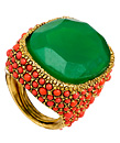 Kenneth Jay Lane Green and Coral Cocktail Ring