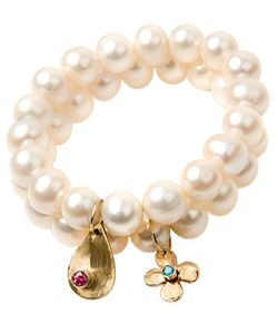 Lauren Sigman Pearl Stacking Bracelets in Pink Tourmaline and Blue Topaz