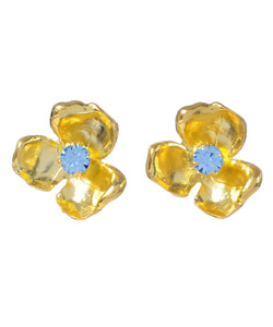 M. Flynn Sapphire Crystal Flower Earrings