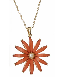 Blu Bijoux Coral Flower Pendant Necklace