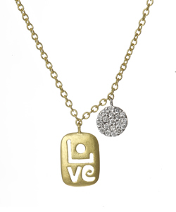 Meira T Diamond and Love Carved Pendant Necklace