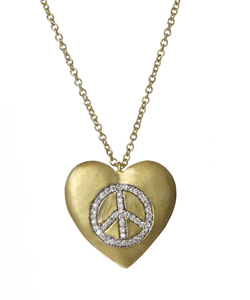Meira T Diamond Peace Accented Heart Necklace