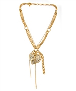 Bee Charming Large Gold Pave Heart Necklace