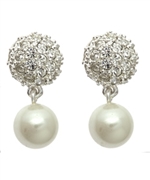 Carolee Pave Crystal and Pearl Drop Earrings