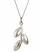 J Weber Silver Vertical Leaves Pendant Necklace
