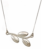 J Weber Silver Horizontal Leaves Pendant Necklace