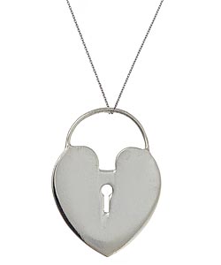 J Weber Silver Heart Padlock Necklace