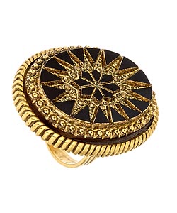Yochi Black and Gold Starburst Ring