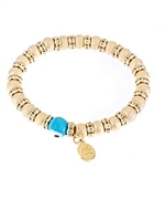 Blee Inara Stretchy Plated Circle Beads With Eye Bracelet