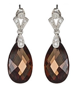 Genevive by CZC Teardrop Smoky Topaz Earrings