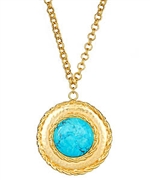 Yochi Turquoise and Gold Circle Necklace