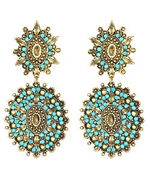 Yochi Turquoise and Gold Double Drop Earring