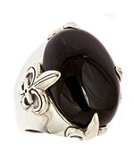 Femme Metale Black Onyx Noble Fleur Ring