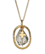 Meredith Hahn Framed Aqua and Cross Necklace