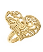 Gala Heart Swirl Asymmetrical Ring in Yellow Gold