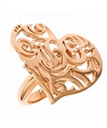 Gala Heart Swirl Asymmetrical Ring in Rose Gold