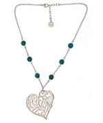 Gala Swirl Heart Turquoise Necklace