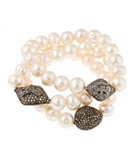 Krystal Sasso Om, Peace Sign and Nugget Pearl Bracelets