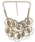 Blu Bijoux Circle Leaf Necklace in Gold